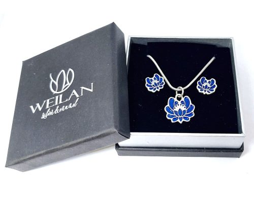 Tradició - Kalocsai - Rózsa ezüst tűzzománc szett WEILAN díszdobozban