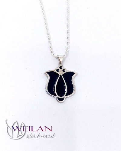 Tradició - Matyó - tulipán ezüst tűzzománc medál