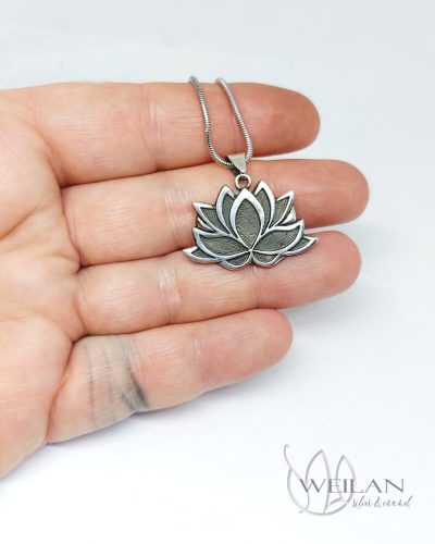 Lótusz - antikolt ezüst medál