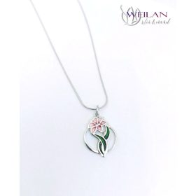 Flora - Liliom ezüst tűzzománc medál, kis méret