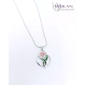 Flora - Liliom ezüst tűzzománc medál, kis méret