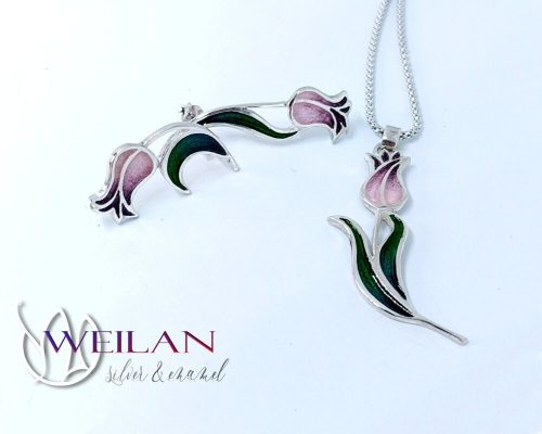 Hej'tulipán - Virágszálam ezüst tűzzománc szett