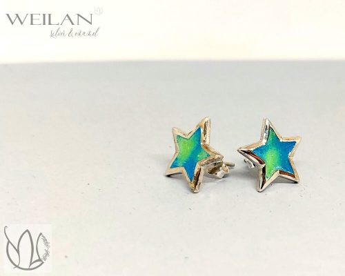 Karnevál - Csillag ezüst tűzzománc fülbevaló