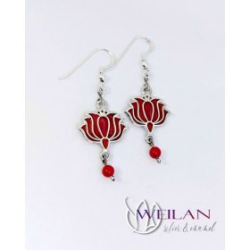 Tradició - Kalocsai - Tulipán ezüst tűzzománc fülbevaló