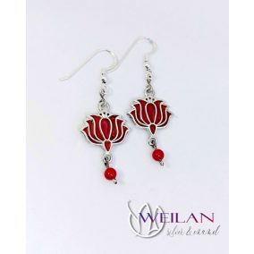 Tradició - Kalocsai - Tulipán ezüst tűzzománc fülbevaló