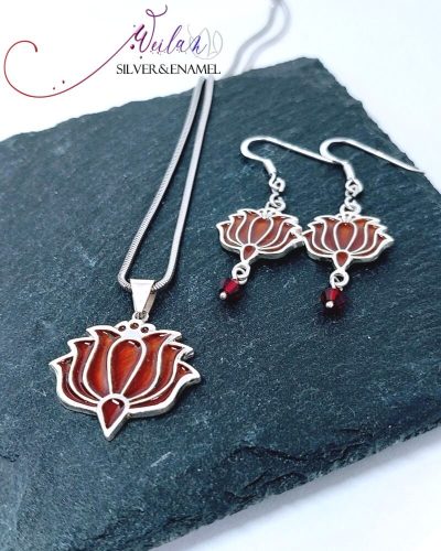 Tradició - Kalocsai - Tulipán ezüst tűzzománc szett