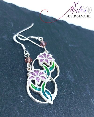 Flora - Liliom ezüst tűzzománc fülbevaló