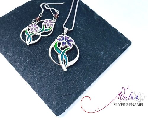 Flora - Liliom ezüst tűzzománc szett