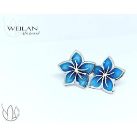 Flora - Cseresznyevirág ezüst tűzzománc stiftes fülbevaló OG