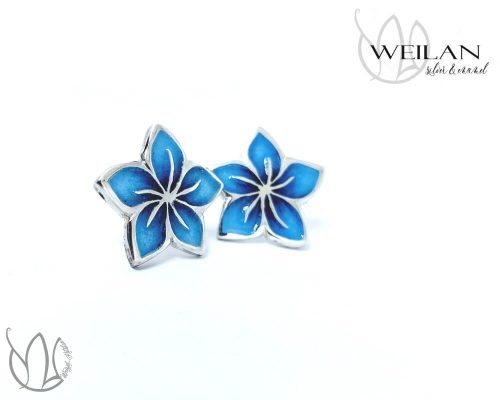 Flora - Cseresznyevirág ezüst tűzzománc stiftes fülbevaló