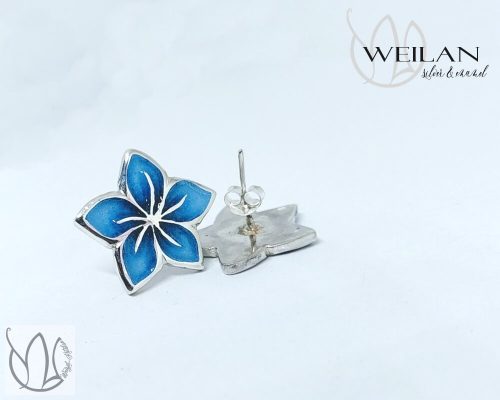 Flora - Cseresznyevirág ezüst stiftes tűzzománc fülbevaló