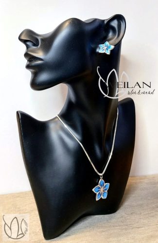 Flora - Cseresznyevirág ezüst tűzzománc szett viselése