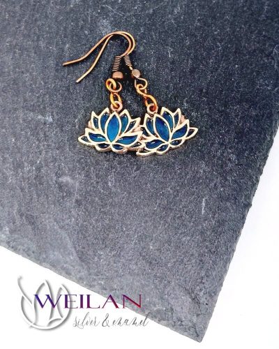 Lótusz bronz tűzzománc fülbevaló