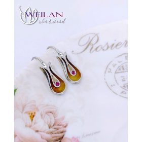 Pántlika ezüst tűzzománc fülbevaló cirkóniával