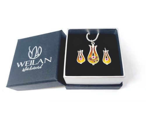 Pántlika ezüst tűzzománc szett Weilan díszdobozban