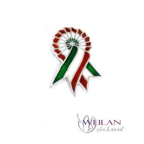   Ezüst tűzzománc kokárda, tűzzománc kitűző, tűzzománc bross