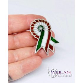 Ezüst tűzzománc nemzetíszínű kokárda, tűzzománc kitűző