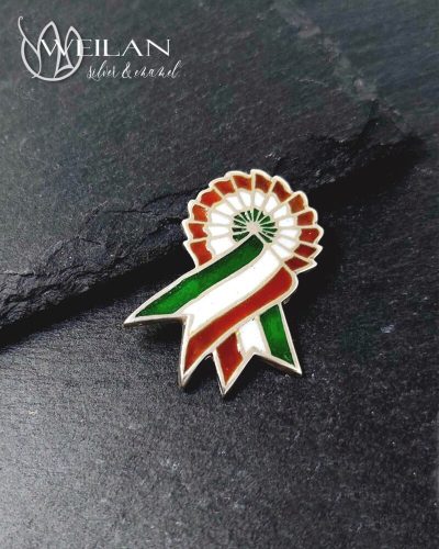 Ezüst tűzzománc trikolór kokárda