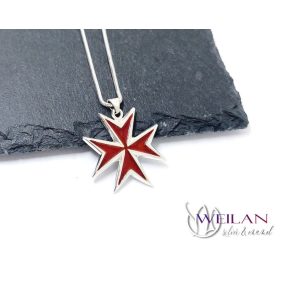 Máltai kereszt - ezüst tűzzománc medál