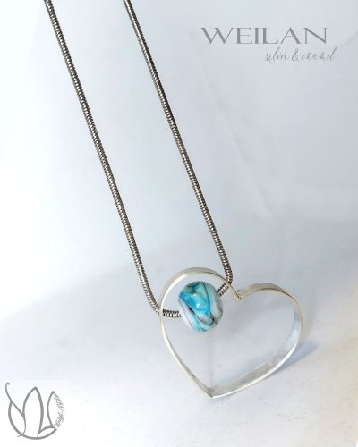 my Valentine - "Belső szeretet" szimmetrikus szív alakú ezüst design medál, nyaklánc OG