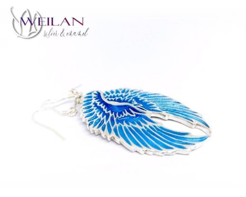 Angyalszárny - ezüst tűzzománc fülbevaló