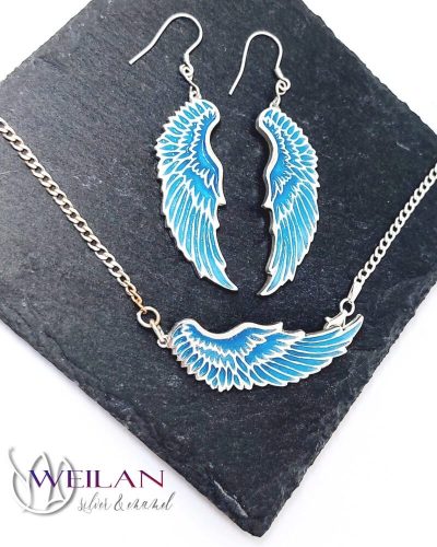 Angyalszárny - ezüst tűzzománc szett