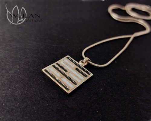 " Pepita "  tűzzománc medál, fekete-fehér - UTOLSÓ DARAB