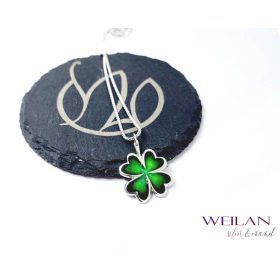 Négylevelű lóhere ezüst tűzzománc medál