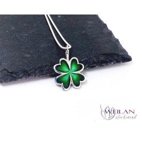 Négylevelű lóhere ezüst tűzzománc medál