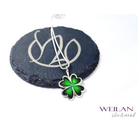 Négylevelű lóhere ezüst tűzzománc medál