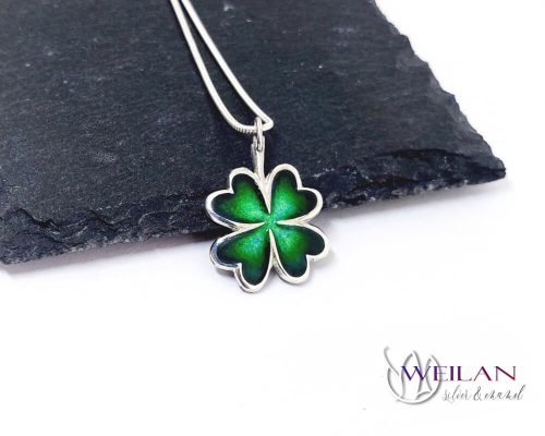 Négylevelű lóhere ezüst tűzzománc medál