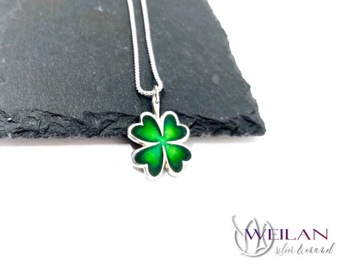 Négylevelű lóhere - ezüst tűzzománc medál