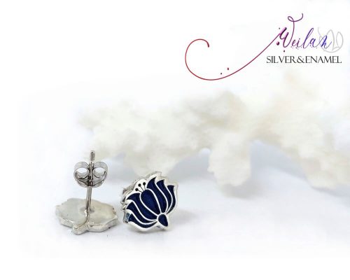 Tradició - Kalocsai - Tulipán ezüst tűzzománc fülbevaló, stiftes