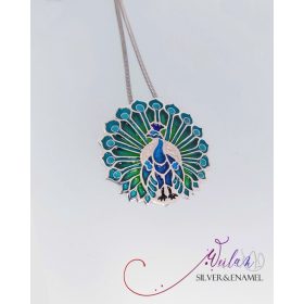 Fölszállott a páva - Büszke páva - ezüst tűzzománc medál OG