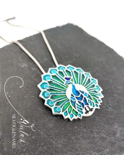 Büszkepáva - ezüst tűzzománc medál 