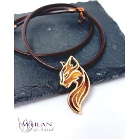 Karminca Tűzmacska - bronz tűzzománc medál