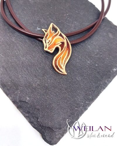 Karminca Tűzmacska - bronz tűzzománc medál