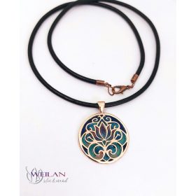 Hozomány - bronz tűzzománc medál (lila - türkiz)