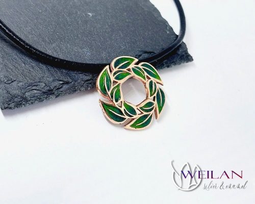 Leaf - Laurus / Babér bronz tűzzománc medál