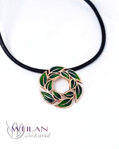 Leaf - Laurus / Babér bronz tűzzománc medál