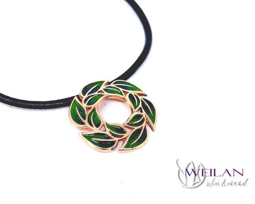 Laurus / Babér - bronz tűzzománc medál (zöld)