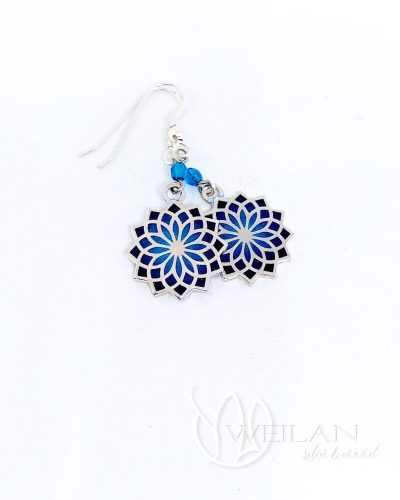 Mandala ezüst ajour tűzzománc fülbevaló