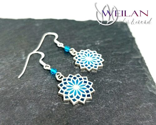 Mandala ezüst ajour tűzzománc fülbevaló