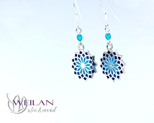 Mandala ezüst ajour tűzzománc fülbevaló