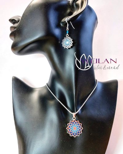 Mandala ezüst ajour tűzzománc szett viselése