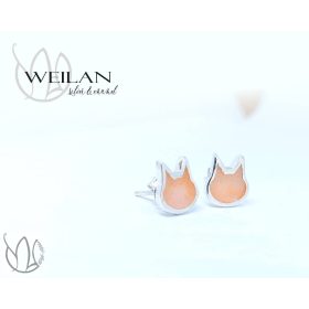 Karnevál - Cicafej ezüst tűzzománc fülbevaló OG