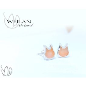 Karnevál - Cicafej ezüst tűzzománc fülbevaló OG