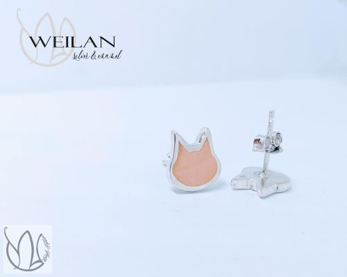 Karnevál - Cicafej ezüst tűzzománc fülbevaló