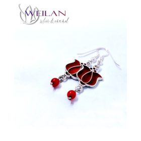 Tradició - Matyó - Tulipán ezüst tűzzománc fülbevaló
