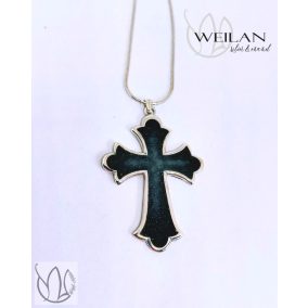 Klasszikus ezüst tűzzománc kereszt medál OG